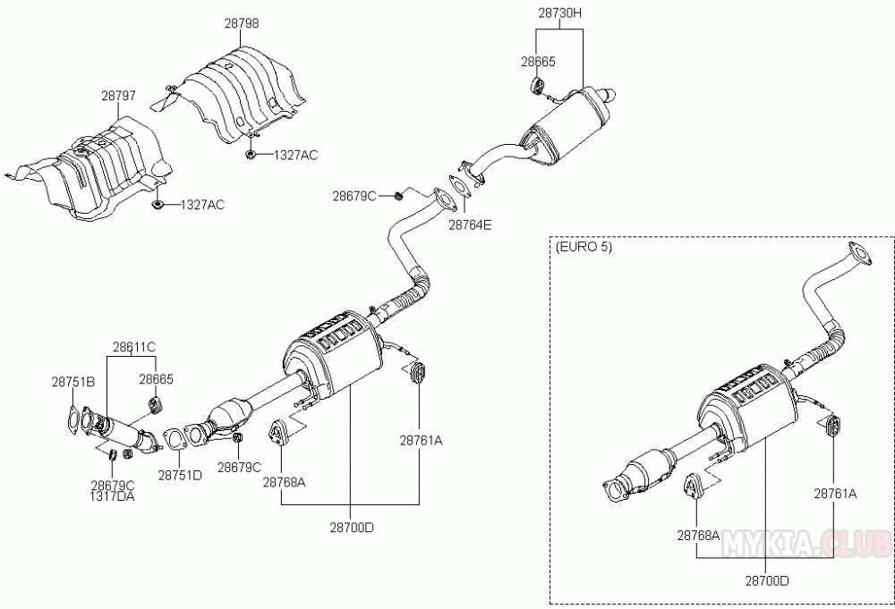 Киа спектра схема выхлопной системы