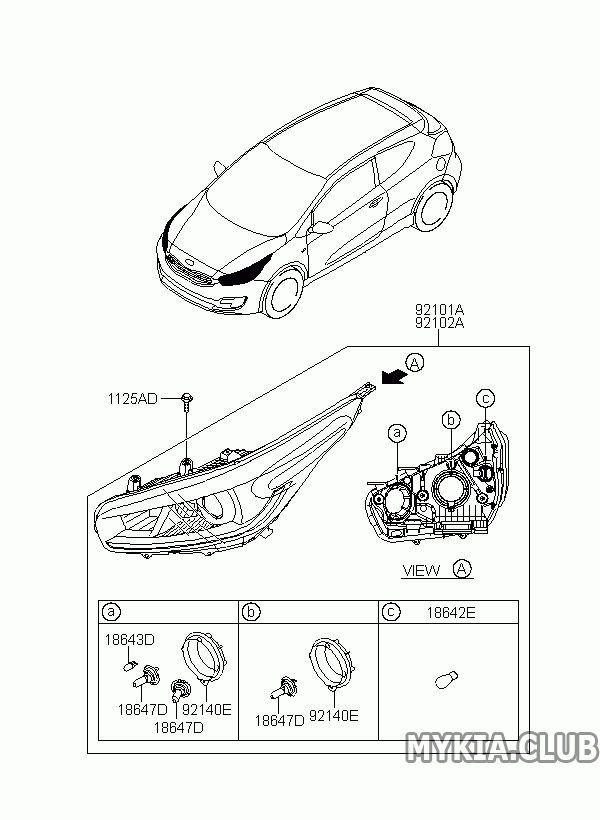 Регулировка света фар Kia Ceed ED